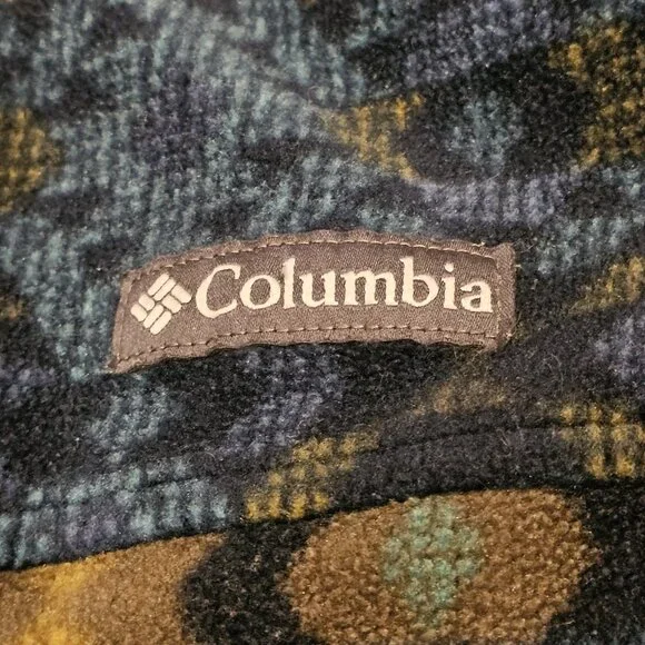 Columbia Steens Jacket Southwest Aztec Tribal Zip Up Fleece Blue Mens Sz L Large - Picture 5 of 13